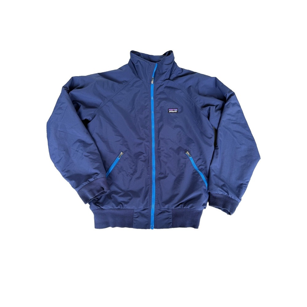 Vintage Patagonia Shelled Synchilla Jacket Navy Blue Fleece Lined Bomber Sz Med
